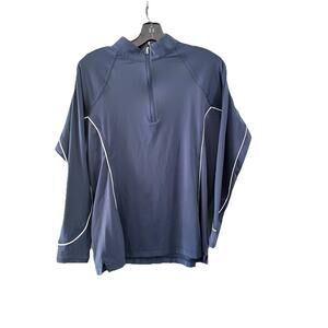 Peter Millar Golf Pullover Women's Medium Quarter Zip Raglan LS Sun Shirt Blue